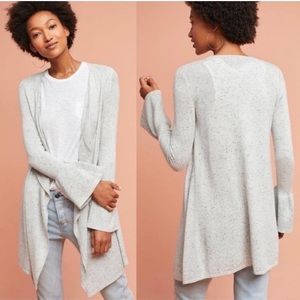 Anthropologie Moth Wool Cashmere Grey Open Front Longline Cardigan Sweater Small